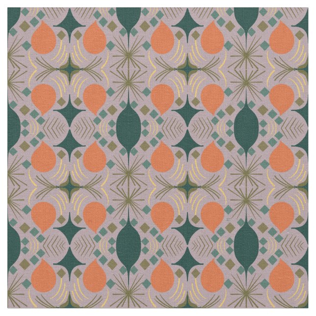 Boho Geometric Diamond Purple Pattern Fabric (Close Up)