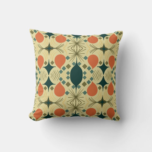 Boho Geometric Diamond Yellow Pattern  Throw Pillow (Front)