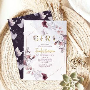 Boho Geometric Dusty Rose It's a Girl Baby Shower Invitation