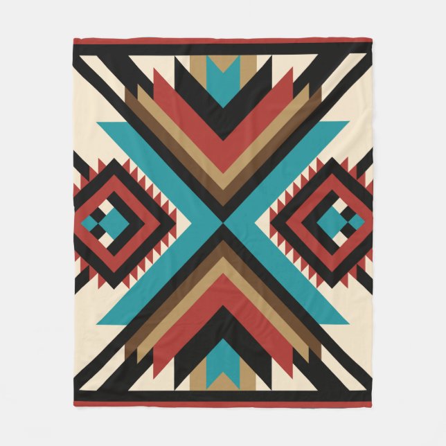 Boho Geometric Fleece Blanket (Front)