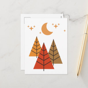 Boho Geometric Forest – Minimalist Pine Trees Holiday Postcard