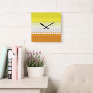 Boho Geometric Funky Abstract Maverique Pride Flag Square Wall Clock
