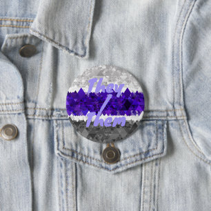 Boho Geometric Mod Retro Greygender Pride Flag 3 Inch Round Button