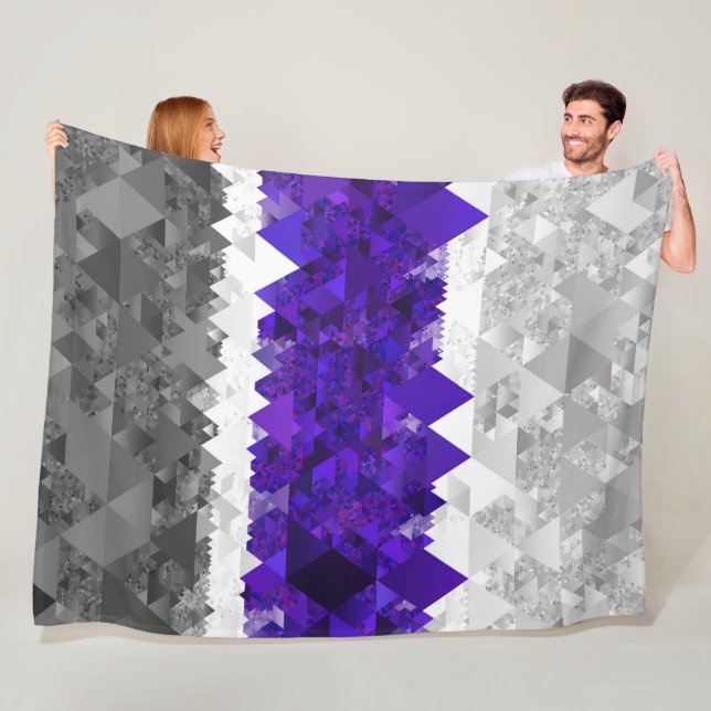 Boho Geometric Mod Retro Greygender Pride Flag Fleece Blanket (In Situ)