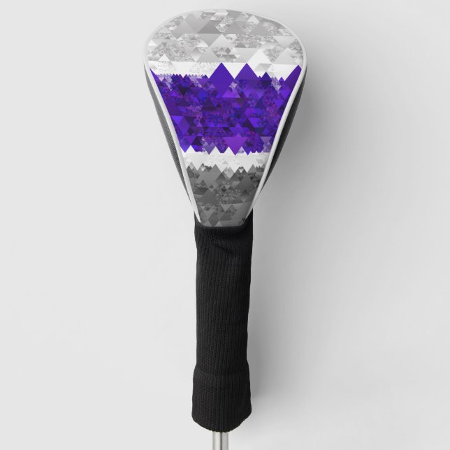 Boho Geometric Mod Retro Greygender Pride Flag Golf Head Cover (Front)