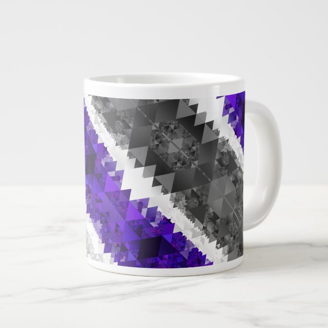 Boho Geometric Mod Retro Greygender Pride Flag Large Coffee Mug (Front Right)