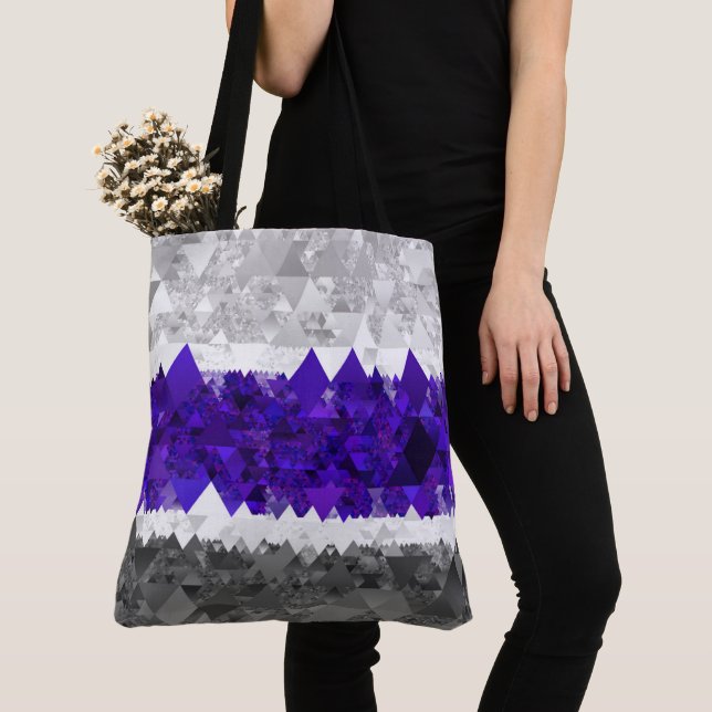 Boho Geometric Mod Retro Greygender Pride Flag Tote Bag (Close Up)