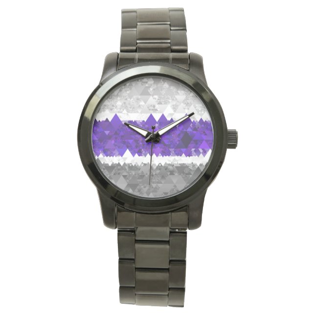 Boho Geometric Mod Retro Greygender Pride Flag Watch (Front)