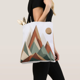 Boho Geometric Mountain Range | Minimalist Tote Ba Bag