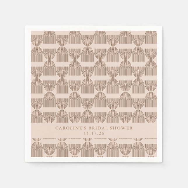Boho Geometric Terracotta Custom Bridal Shower Napkin (Front)