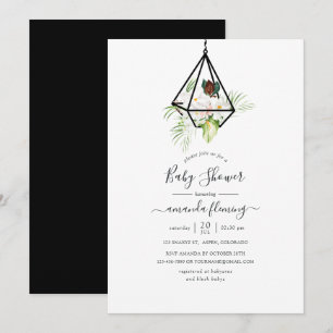 Boho Geometric Terrarium Floral Baby Shower Invitation