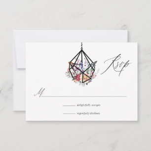 Boho Geometric Terrarium Floral Wedding RSVP Card