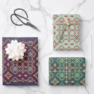 Boho Geometric Tribal-Inspired Patterns Wrapping Paper Sheet