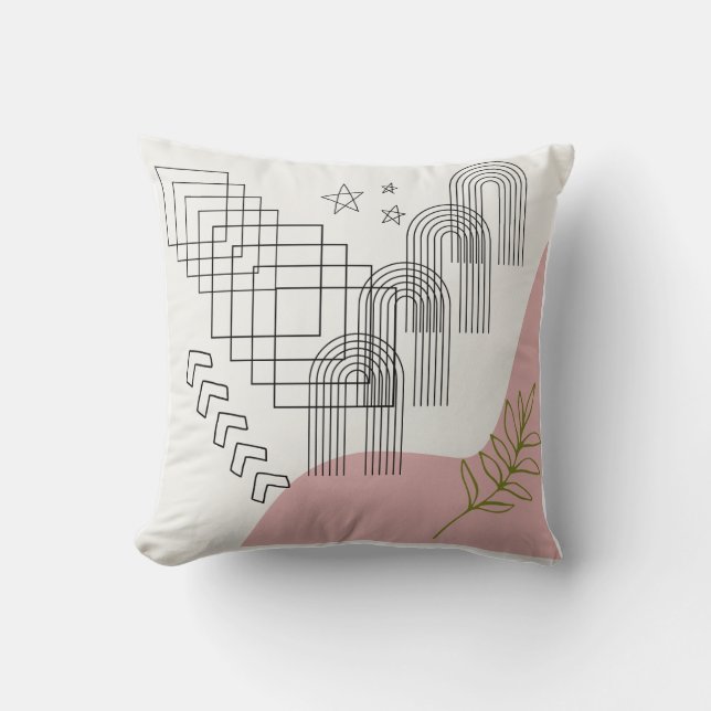 "Boho Geometry Pillow - Modern Bohemian Accent" (Front)