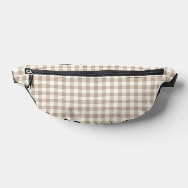 Boho Gingham Pattern Plaid Chequered Neutral Fanny Pack (Lay Down)
