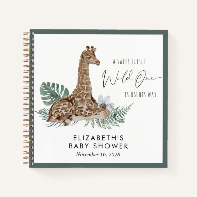 Boho Giraffe Aquarelle Baby shower Livre d'or (Devant)