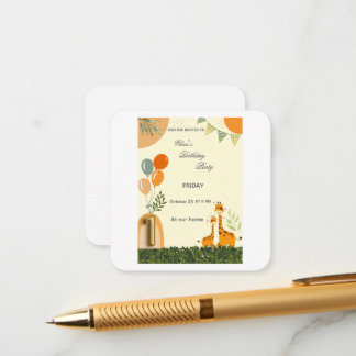 Boho Giraffe First Birthday Invitation 