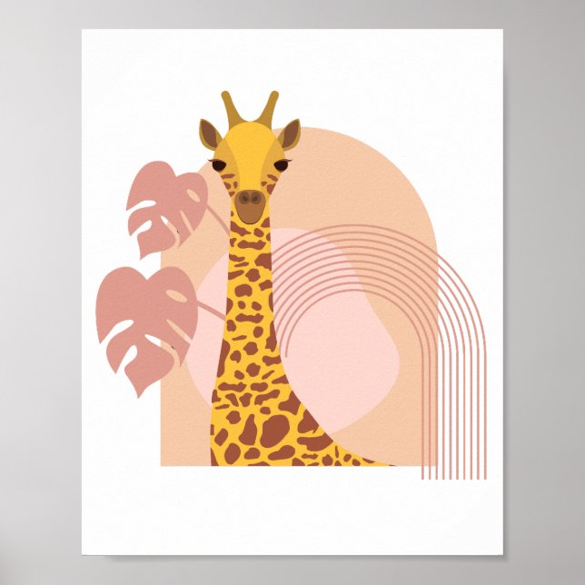 Boho Giraffe Jungle Plante Poster Mur Art (Devant)