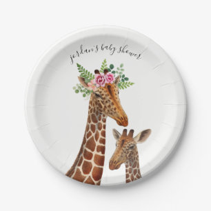 Boho Giraffe Mama + Baby Shower Paper Plate