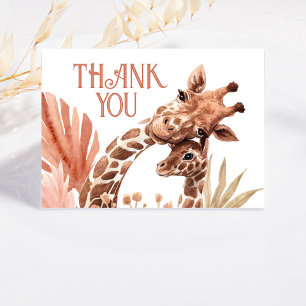 Boho Giraffe Safari Carte de remerciements plié