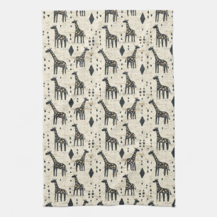 Boho Giraffe Tribal Pattern Kitchen Towel