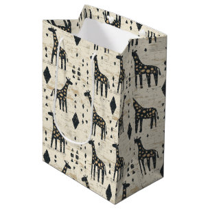 Boho Giraffe Tribal Pattern Medium Gift Bag