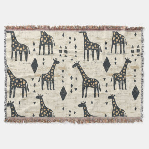 Boho Giraffe Tribal Pattern Throw Blanket
