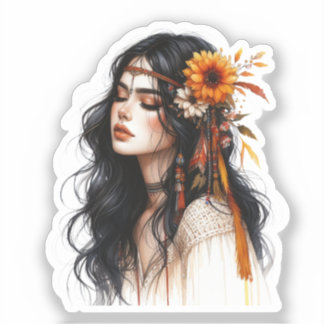 Boho Girl AI Art Bohemian Fashion