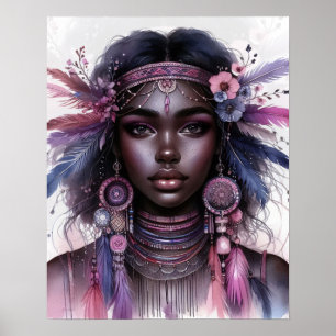 Boho Girl AI Art Bohemian Fashion Poster