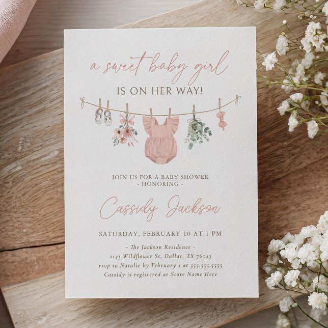 Boho Girl Baby Clothes Baby Shower Invitation (Creator Uploaded)