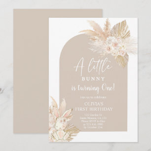Boho Girl Bunny Rabbit Anniversaire Invitation