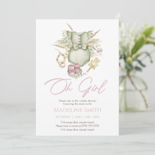 Boho Girl Dress Baby Shower Invitation Card