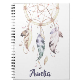 Boho Girl Feather Dream Catcher Custom Journal