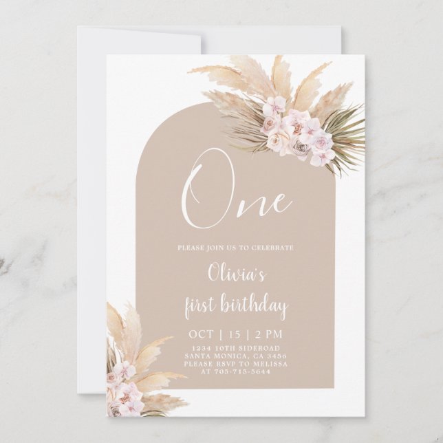 Boho Girl First Birthday Party Invitation (Front)