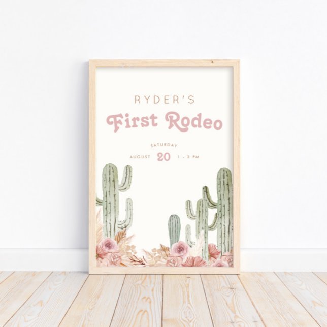 Boho Girls First Rodeo Cowgirl Birthday Welcome Poster (Available for print or instant digital download!)