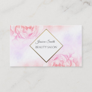 Boho Glamourous elegant chic watercolor peony Business Card