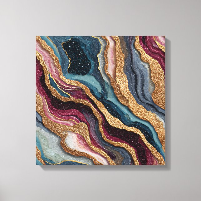 Boho Glitter Agate Canvas Art (Front)