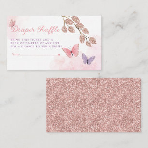 Boho Glitter Butterfly Baby Shower Diaper Raffle Enclosure Card