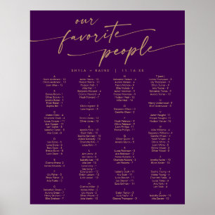 Boho Gold and Purple Printable Seating Chart