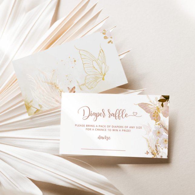 Boho gold Butterfly diaper raffle ticket Enclosure Card (Creator Uploaded)