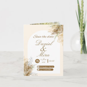 Boho Gold Pampas Arch Fully Editable Wedding  Invitation