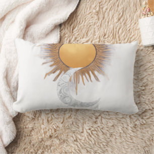 Boho Gold Sun Moon Celestial Throw Pillow