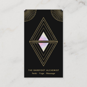 *~* Boho Gold Triangles Alchemy Sacred Geometry Business Card