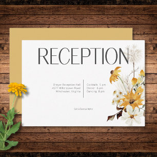 Boho Golden Yellow Meadow Flowers Gold Reception Enclosure Card
