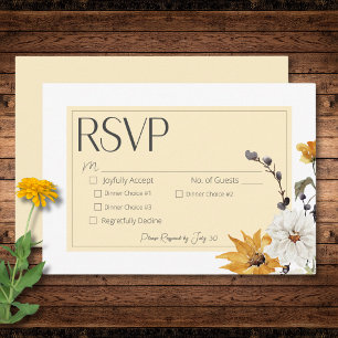 Boho Golden Yellow Meadow Flowers Yellow Dinner RSVP Card