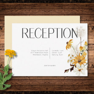 Boho Golden Yellow Meadow Flowers Yellow Reception Enclosure Card