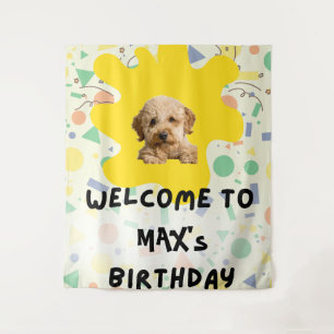Boho Goldendoodle First Birthday Welcome Sign   On Tapestry