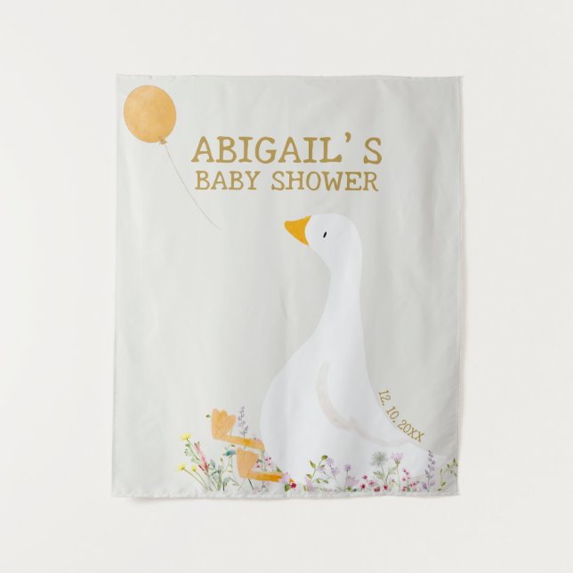 Boho Goose Duck Floral Baby Shower Welcome  Tapestry (Front)