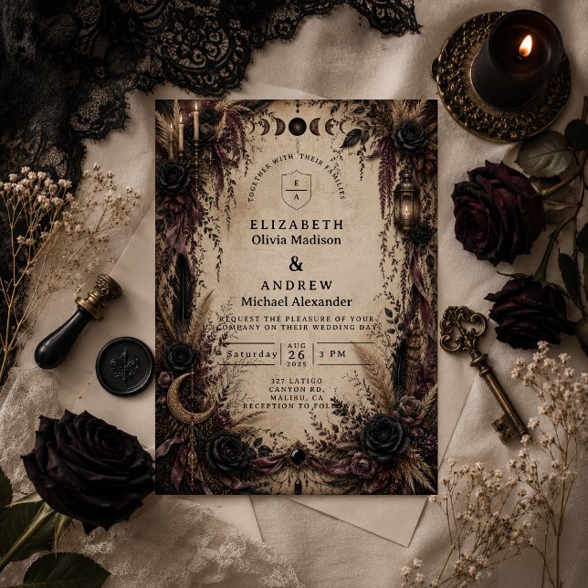 Boho Goth Wedding Invitation (Creator Uploaded)