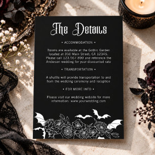 Boho Gothic Botanical Black Wedding Details Enclosure Card
